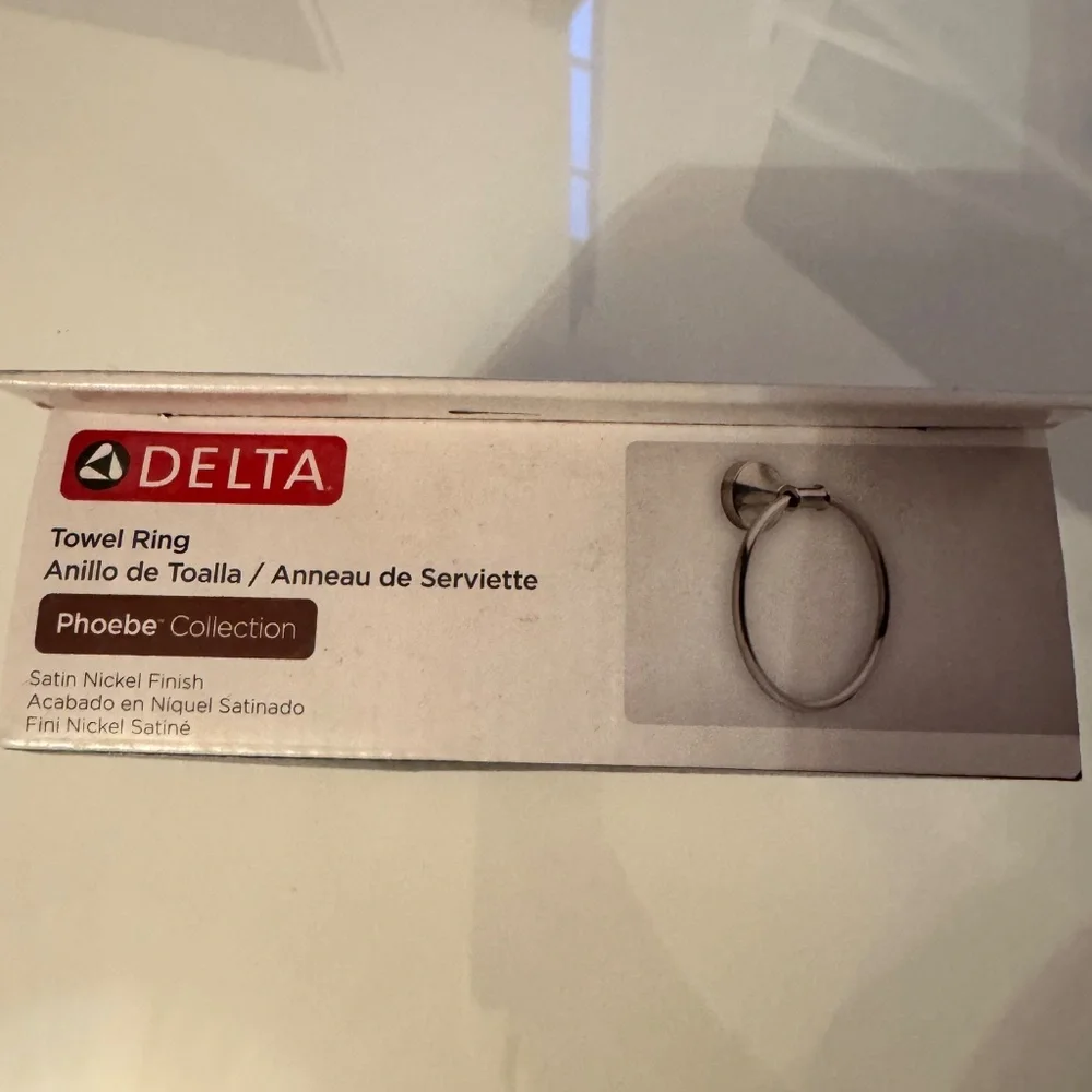 New in Box, Delta Phoebe Satin Nickel Towel Ring